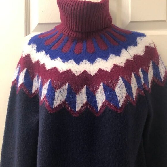 Vintage J Crew Women's Turtleneck Sweater Alpaca Wood Fair Dale Style Size Small - Picture 5 of 12